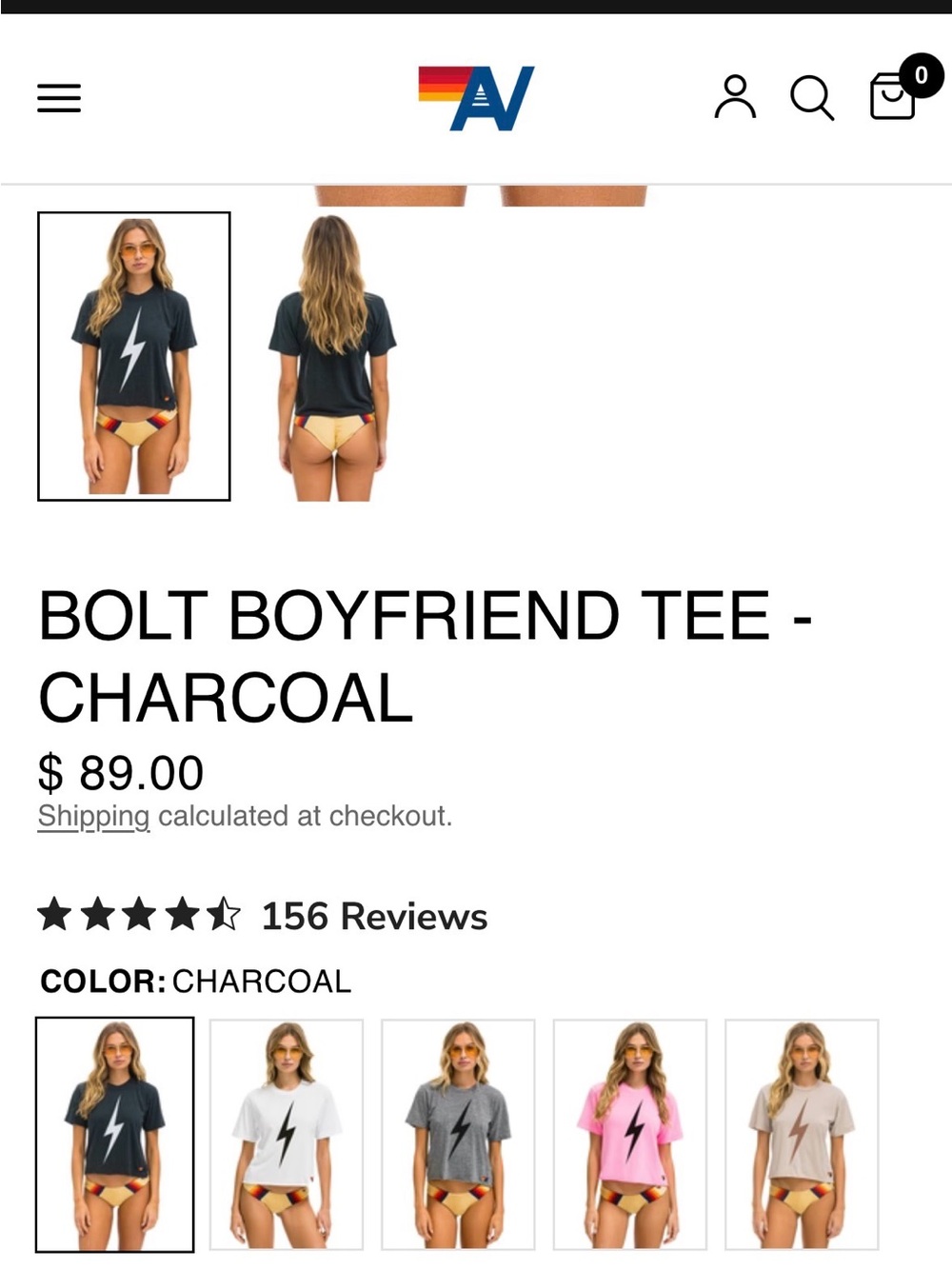 Aviator Nation Bolt boyfriend tee charcoal size XL $89 - Picture 5 of 9